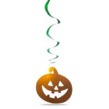 Halloween-i dekoráció szett - 12 db tök - csillogó spirál akasztó