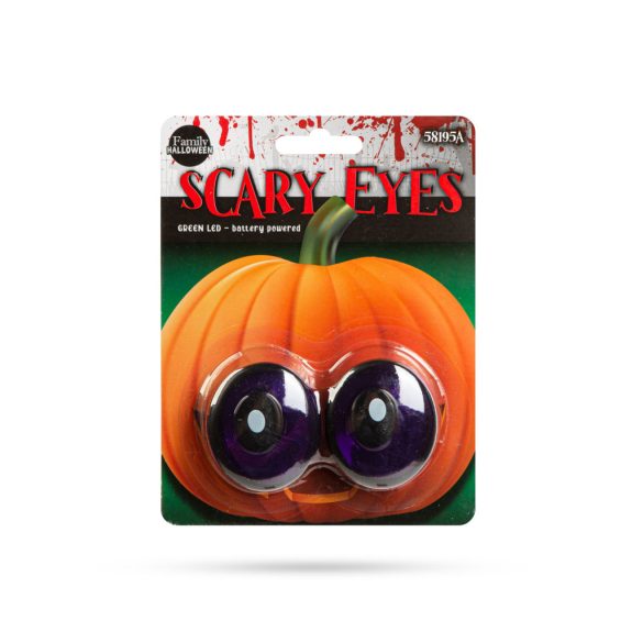 Halloween-i ijesztő szempár - zöld LED-es - elemes