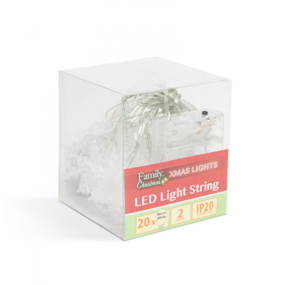 LED fényfüzér - jégkristály - 2,3 m - 20 LED - melegfehér - 3 x AA 58217