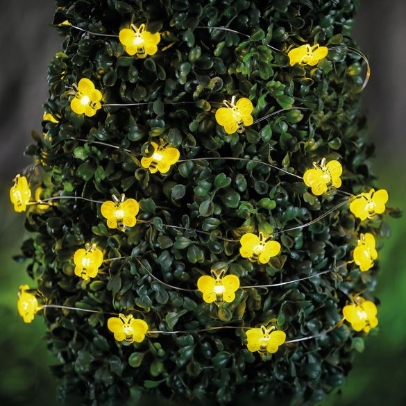 Szolár LED fényfüzér - méhecske - 2,4 m - 25 LED - melegfehér