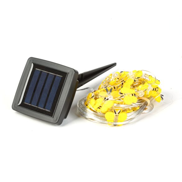 Szolár LED fényfüzér - méhecske - 2,4 m - 25 LED - melegfehér