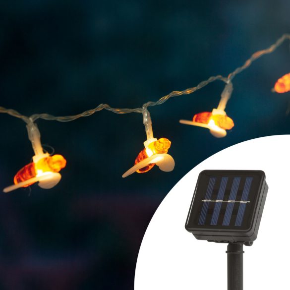 LED szolár fényfüzér - méhecske - 2,3 m - 20 LED - melegfehér 58220