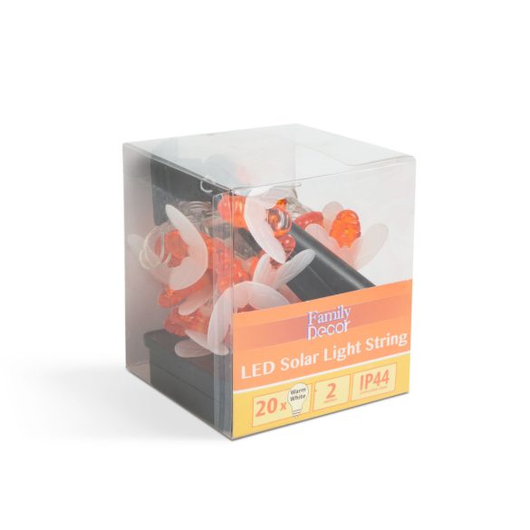 LED szolár fényfüzér - méhecske - 2,3 m - 20 LED - melegfehér 58220