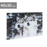 LED-es fali hangulatkép - farkas - 2 x AA, 40 x 30 cm 58481B