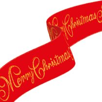   Karácsonyi szalag - piros - "Merry Christmas" - 60 x 8 cm