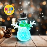 Karácsonyi LED-es hóember - zöld - RGB LED - 9 x 8 x 5 cm