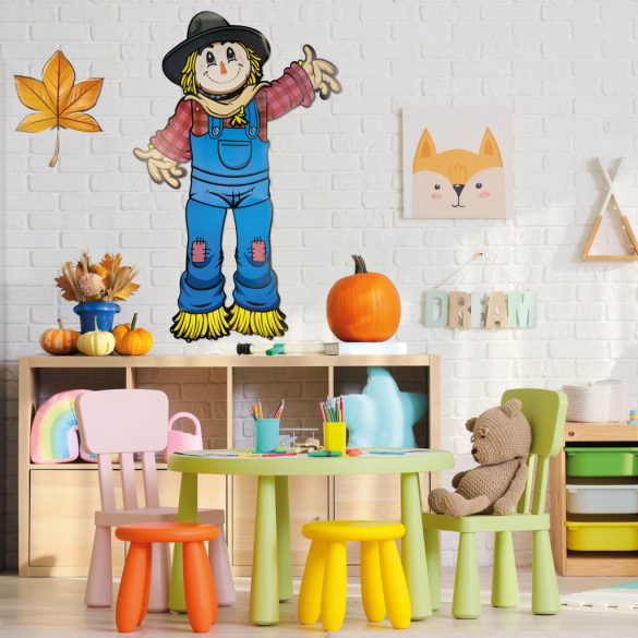 Őszi dekoráció - Madárijesztő - mozgatható végtagokkal - papír - 91,4 cm