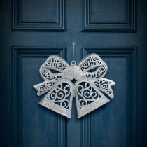   Karácsonyi dekoráció - masni - akasztható - ezüst - 35 cm