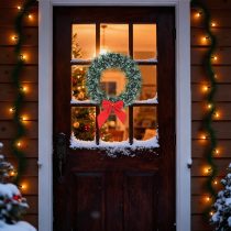   Karácsonyi ajtódísz / kopogtató - koszorú masnival - 27 cm