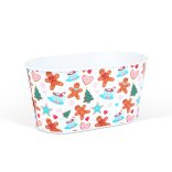 Karácsonyi fém kosár - mézeskalács mintás - 19 x 11,5 x 9,5 cm