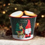 Karácsonyi dekoráció - fém kaspó, vödör - Manó - 13 x 11 cm