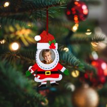   Karácsonyi fénykép dekoráció - filc - csengettyűvel - akasztható - 13 x 17 cm - 3 féle