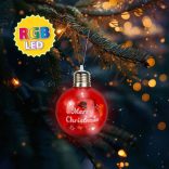 Karácsonyi LED-es gömb - RGB LED - átlátszó - műanyag - 8 cm - 3 x LR44