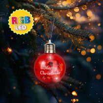   Karácsonyi LED-es gömb - RGB LED - átlátszó - műanyag - 8 cm - 3 x LR44