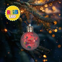   Karácsonyi LED-es gömb - RGB LED - átlátszó - műanyag - 8 cm - 3 x LR44