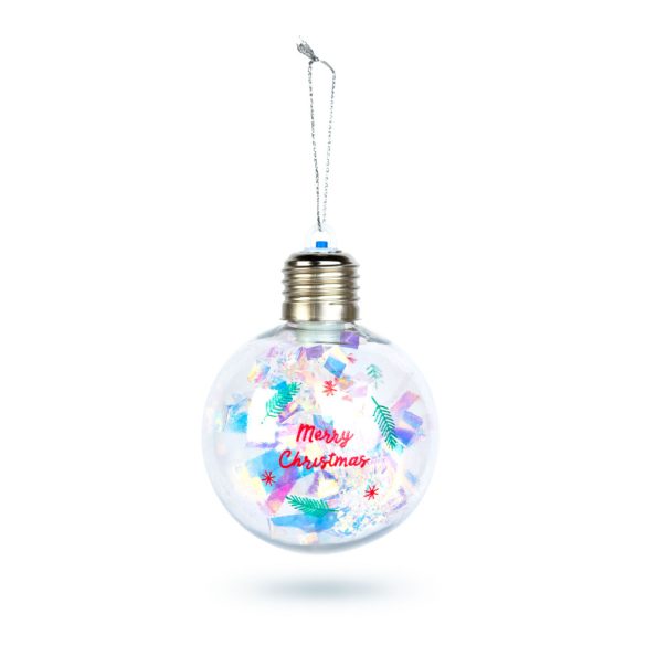 Karácsonyi LED-es gömb - RGB LED - átlátszó - műanyag - 8 cm - 3 x LR44