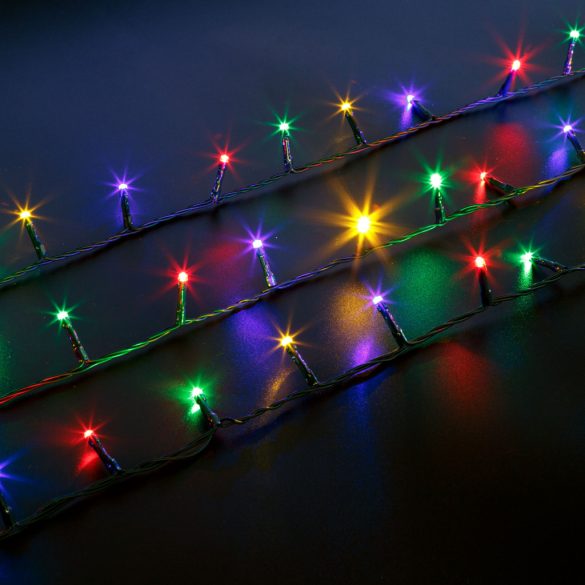 Fényfüzér - 5 m - színes - 100 LED - 220-240V - 6W - zöld kábel