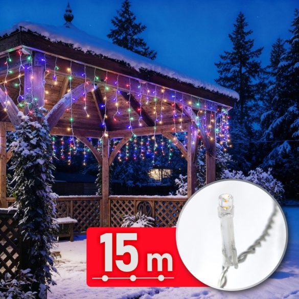 Fényfüzér - 15 m - 600 LED - 220-240V - 6W - átlátszó kábel