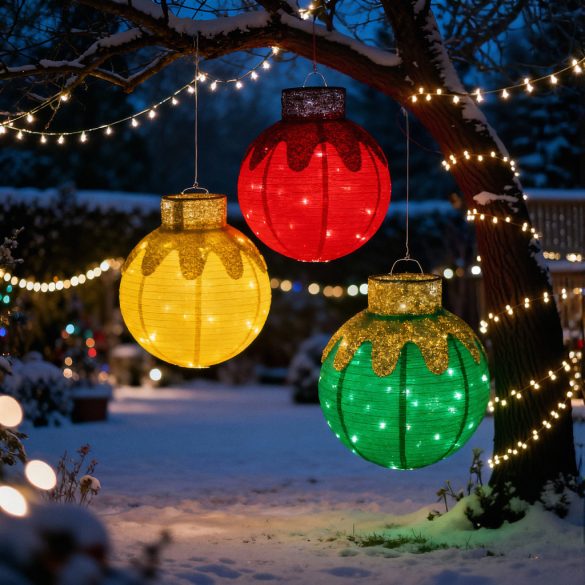 Világító dekoráció - gömbdísz - 60 LED - 60 x 83 cm - zöld - 100-200V AC