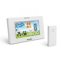   Digitális hőmérő és ébresztőóra - kültéri / beltéri - USB-s, elemes - fehér