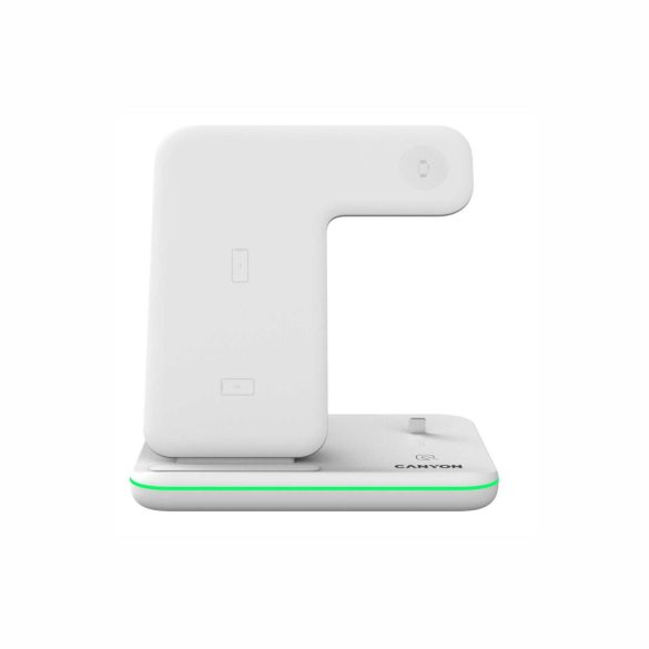 CANYON CNS-WCS302W 3in1 vezeték nélküli töltő, Qi szabvány, micro USB / lightning töltőport, fehér