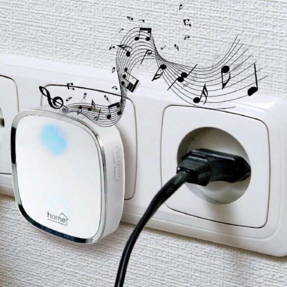 HOME DB 2060AC vezeték nélküli csengő, 200 m hatótáv, 36 dallam, 5 fokozatú hangerő, fényjelzés, 230 V-os tápellátás