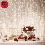 Home DLFC 600/WW LED-es cluster fényfüggöny, 2,7x0,6 m / 600 db melegfehér LED, állófényű, fehér vezeték, sorolható, kül- és beltéri kivitel