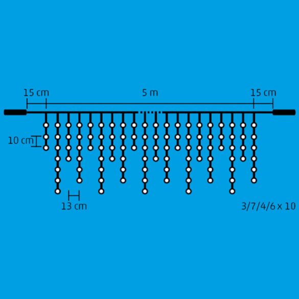 Home DLFJ 200F/WW LED-es sziporkázó fényfüggöny, 5 m / 200 db melegfehér LED, állófényű, fehér vezeték, sorolható, kül- és beltéri kivitel