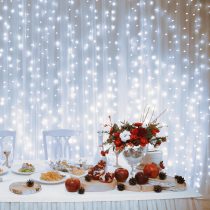   Home DLF 600/WH LED-es fényfüggöny, 2x3 m / 600 db hidegfehér LED, állófényű, fehér vezeték, sorolható, kül- és beltéri kivitel