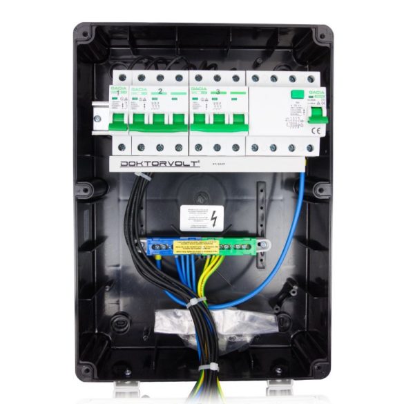 ECO-S/FI szerelt ipari doboz installációval ,1x(5P32), 1x(5P16A), 2x(2P+F), fi-relé+kismegszakító
