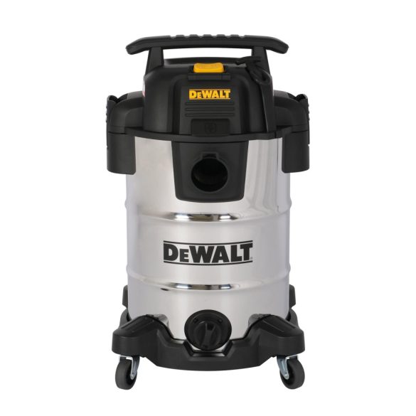 DeWALT DXV30SAPTA száraz-nedves porszívó, rozsdamentes váz, készülékcsatlakozóval, 30 liter, 15 Kpa, 37,8 l/s, 8 tartozék, 1050 W