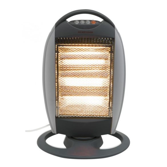 Home KF 21 álló elektromos halogén hősugárzó fűtőtest, 400W/800W/1200W, oszcillálás, IP20 védelem, fekete/ezüst