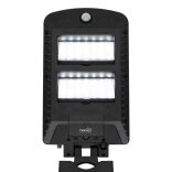 Napelemes LED reflektor, 1000 lm, PIR mozgásérzékelő, 120° 5m, 2 x 28 db hidegfehér SMD LED, energiatakarékos, fém + műanyag, IP44