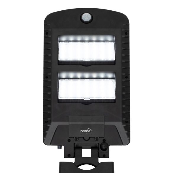 Napelemes LED reflektor, 1000 lm, PIR mozgásérzékelő, 120° 5m, 2 x 28 db hidegfehér SMD LED, energiatakarékos, fém + műanyag, IP44