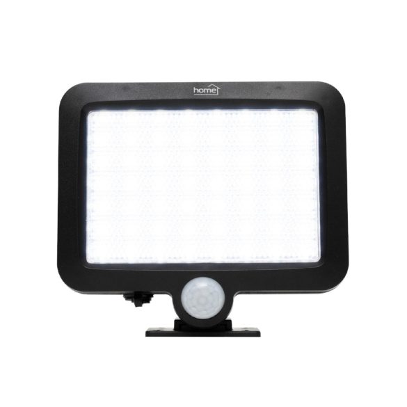 Napelemes LED reflektor, 250 lm, PIR mozgásérzékelő, 120° 5m, 56 db hidegfehér SMD LED, energiatakarékos, műanyag, IP44