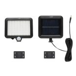 Napelemes LED reflektor, 250 lm, PIR mozgásérzékelő, 120° 5m, 56 db hidegfehér SMD LED, energiatakarékos, műanyag, IP44