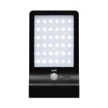 Napelemes LED reflektor, 300 lm, PIR mozgásérzékelő, 120° 5m, 36 db hidegfehér SMD LED, energiatakarékos, műanyag, IP44