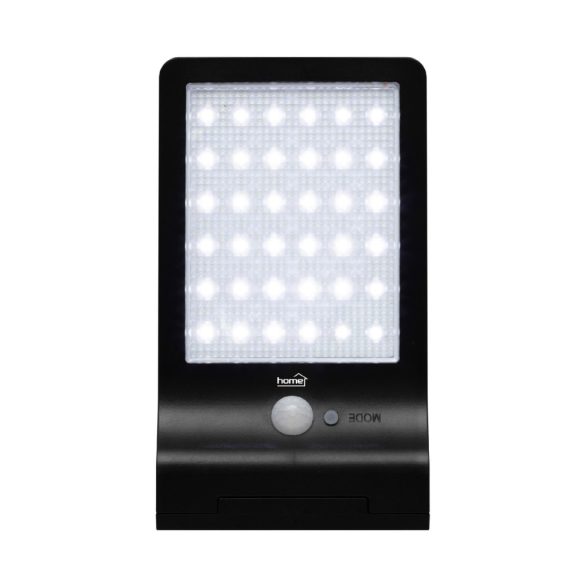 Napelemes LED reflektor, 300 lm, PIR mozgásérzékelő, 120° 5m, 36 db hidegfehér SMD LED, energiatakarékos, műanyag, IP44