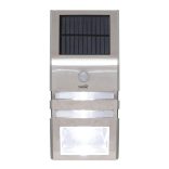 Napelemes LED lámpa, 30 lm, PIR mozgásérzékelő, 3-5m, 2 db hidegfehér SMD LED, energiatakarékos, fém + műanyag, IP44