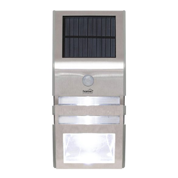 Napelemes LED lámpa, 30 lm, PIR mozgásérzékelő, 3-5m, 2 db hidegfehér SMD LED, energiatakarékos, fém + műanyag, IP44