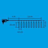 Home G 10201 LED-es jégcsap fényfüzér, 3,33x0,21 m / 200 db hidegfehér LED, 10 db jégcsap, átlátszó vezeték, fényjáték, hálózati adapter, kül- és beltéri kivitel