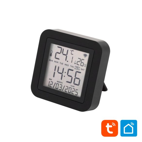 Home HSTHR távirányító, hő- és páratartalom mérő, óra, LCD kijelző, Smart Life, Tuya Smart, okos otthon, telefonos értesítés, automatizálás, eszközvezérlés, riasztás, USB tápellátás