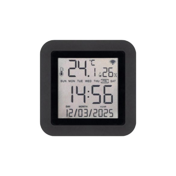Home HSTHR távirányító, hő- és páratartalom mérő, óra, LCD kijelző, Smart Life, Tuya Smart, okos otthon, telefonos értesítés, automatizálás, eszközvezérlés, riasztás, USB tápellátás
