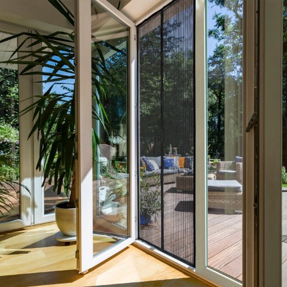 mágneses szúnyogháló, 90 x 210 cm ajtóra, tépőzár felhelyezés, mágneses záródás