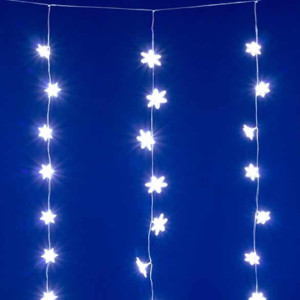 HOME KAF50WH LED-es hópehely fényfüggöny, 1,35 m, 50 db hidegfehér LED, hálózati tápellátás, beltéri kivitel