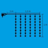 Home KAF 48L LED-es csillag fényfüggöny, 1,5x1 m / 48 db hidegfehér LED csillag figurákban, átlátszó vezeték, hálózati adapter, beltéri kivitel