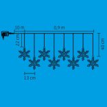 Home KAF 8/F LED-es hókristály fényfüggöny, 0,9 m / 8 db melegfehér LED akril hókristályban, átlátszó vezeték, hálózati adapter, kül- és beltéri kivitel