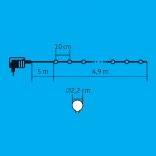 Home KBC 50 LED-es gömb fényfüzér, 4,9 m / 50 db színváltó LED, opál gömb dekoráció, fekete vezeték, hálózati adapter, beltéri kivitel