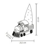 Home KDCA 21 LED-es kerámia figura, piros mozdony fenyővel, 10 db LED