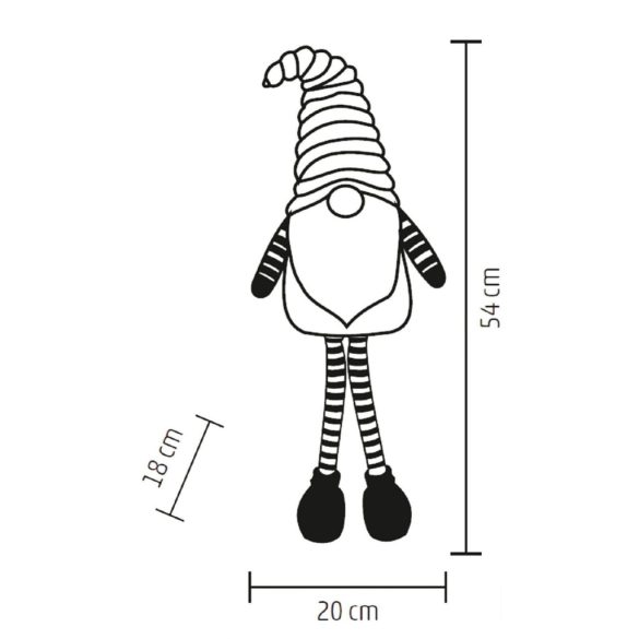 Home KDD 54 manó dekoráció, 3 db villogó LED, szövet, plüss